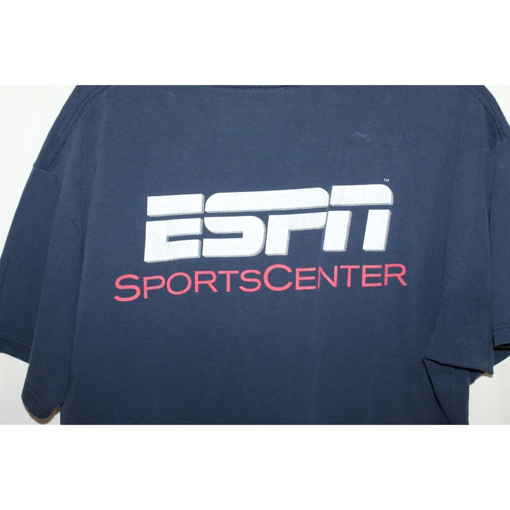 Vintage ESPN SportsCenter T Shirt Mens XL Navy Blue Embroidered Logo Y2K Tee